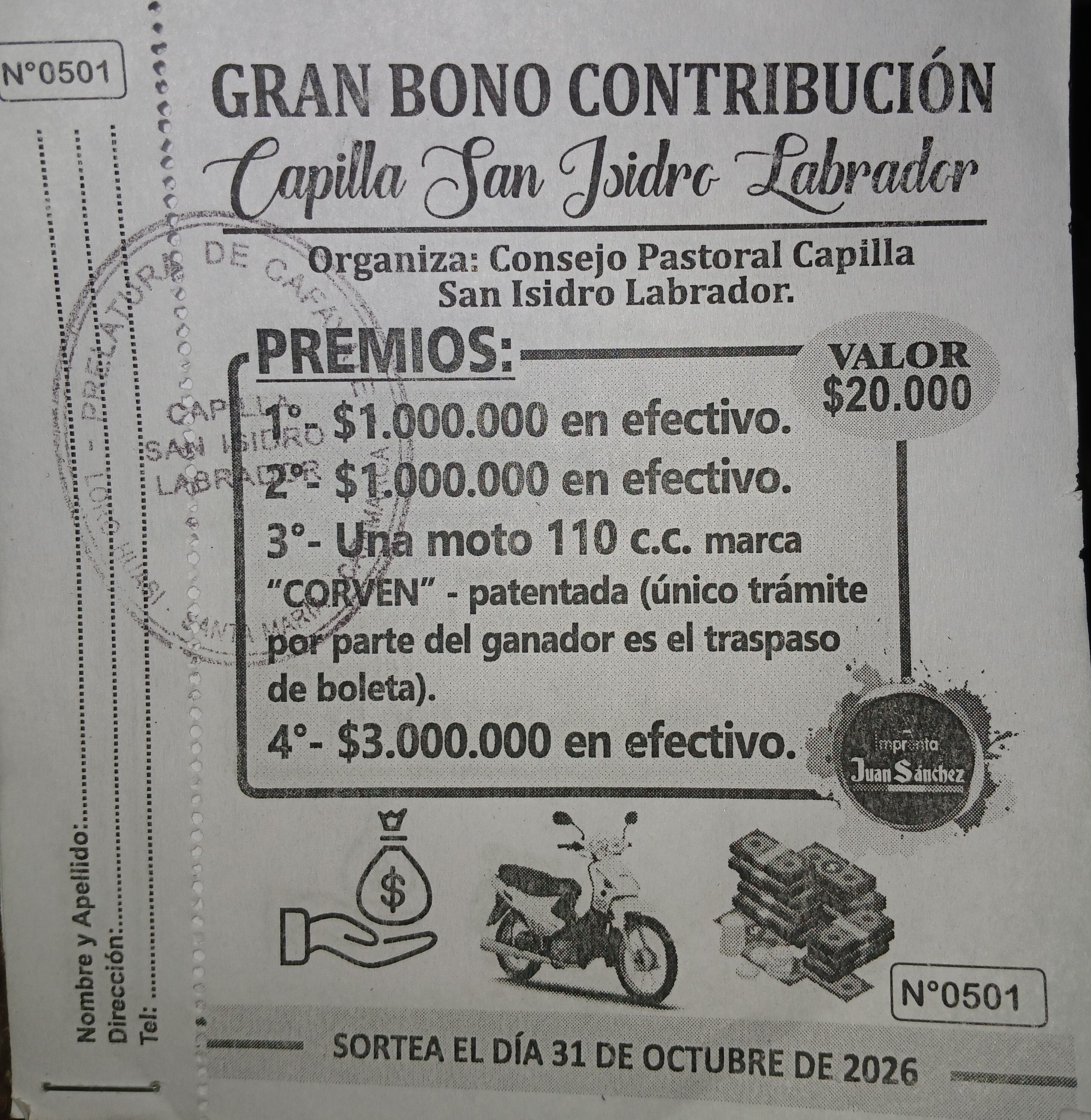Gran Bono contribución San Isidro Labrador