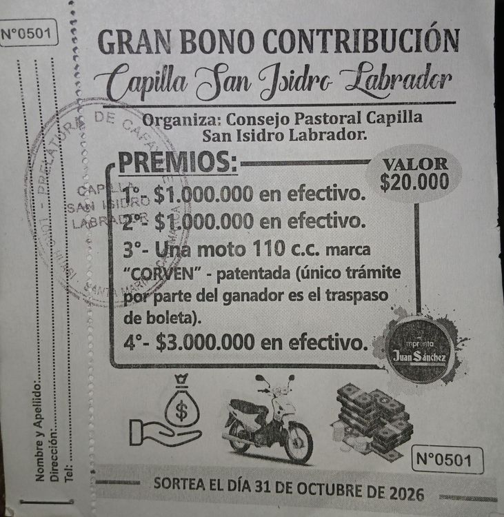 Gran Bono contribución San Isidro Labrador 